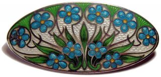 Antique Early American Art Nouveau Floral Guilloche Enamel Brooch Pin 2 1/8 "