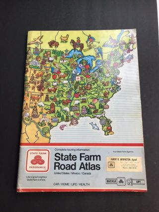 Vintage Big Road Atlas State Farm United States Mexico Canada 1985 Rand Mcnally