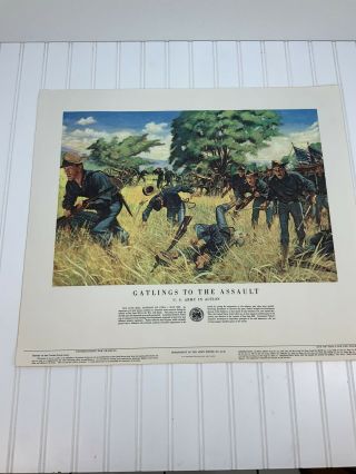 Department Of The Army Poster " Gatlings To The Assault” San Juan Hill Vintage