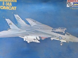 Vintage Hasegawa Minicraft F - 14a Tomcat Fighter Airplane Kit 1:72 Complete