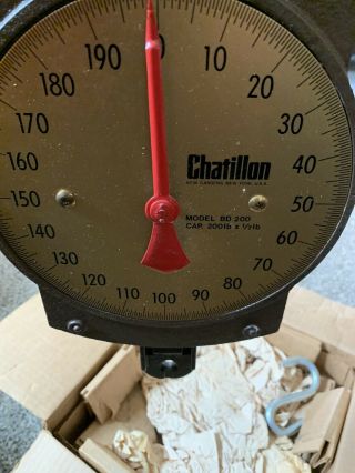 Chatillon BD - 200 Mechanical Hanging Scale,  200 lb x 1/2 lb Brass 2