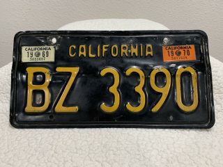 California 1960’s Vintage Black License Plate Collectible.