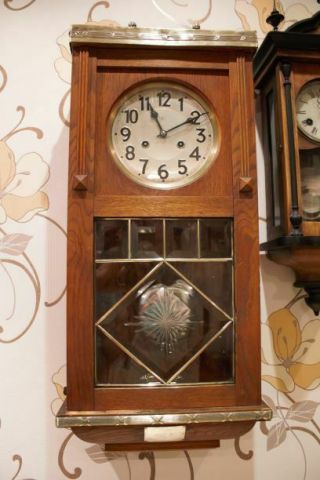 Antique German 8 Days Junghans Wind Up Pendulum Wall Clock W/ Chimes
