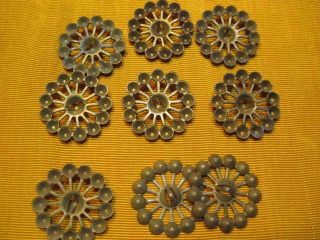Vtg Rhinestone Setting Button Blank Brass Jewelry Findings Stampings 1 "