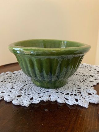 Vintage Haeger Pottery Green Oval Ribbed Ceramic Footed Planter Bowl 3938 USA 3