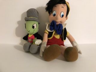 Vintage Jiminy Cricket And Pinocchio Plush Dolls Walt Disney World