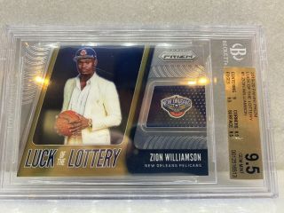 2019 Panini Prizm Luck Of The Lottery Zion Williamson Rookie Rc 1 Bgs 9.  5 Gem