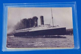 Cunard Line Rms Lusitania Posted Onboard Liverpool Postcard Iceberg Mentioned
