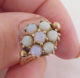 9ct Gold Antique Natural Fiery Opal Cluster Ring,  9k 375