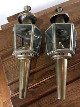 Antique Carriage Lamps,  A Matching Brass Coach /carriage Oil Lamps.