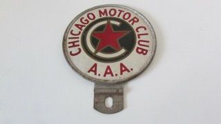 Vintage Chicago Motor Club Reflective License Plate Topper Rat Rod Car Sign