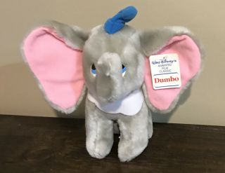 Vintage Dumbo Plush Walt Disney Toy Stuffed Animal Doll Flying Elephant With Tag