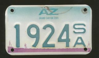 A78 - Arizona Sa Motorcycle License Plate,  & Expired