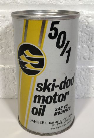 Vintage Skidoo Snowmobile Motor Oil Tin Can Full 12 Oz