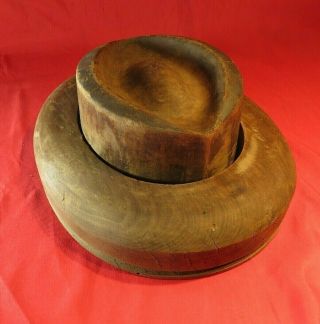 Antique Hat Block Form Millinery Industrial Mold Wood Form  1