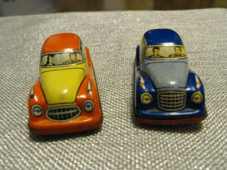 2 Vintage Tin Windup Cars Germany Very Good Shape See Photos Small 3 " No Key