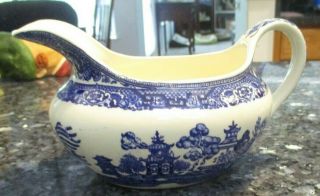 Vintage Royal China Blue And White " Willow Ware " Gravy Boat