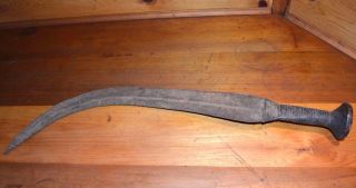 Antique African Kuba Tribal Peoples Curved Blade Metal Knife Sword Congo,  Africa