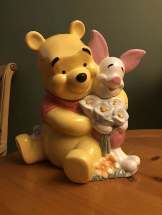 Disney Winnie The Pooh And Piglet Cookie Jar Vintage 11” Tall