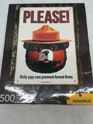 Vintage Smokey The Bear Help Smokey Prevent Forest Fires Puzzle Aquarius 500 Pc