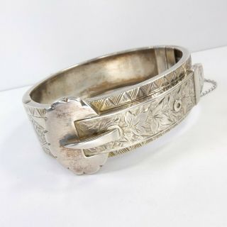 Fine Antique Victorian Silver Buckle Bracelet/bangle Hinged Cuff Bangle Bracelet