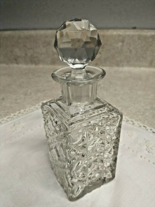 Vintage Square Clear Crystal Glass Vanity Perfume Bottle W/stopper