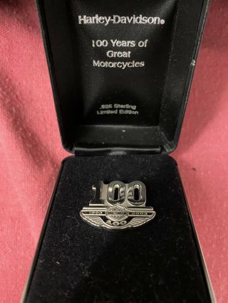 97999 - 03v Harley - Davidson 100th Anniversary Sterling Silver Pin Ii Collectible