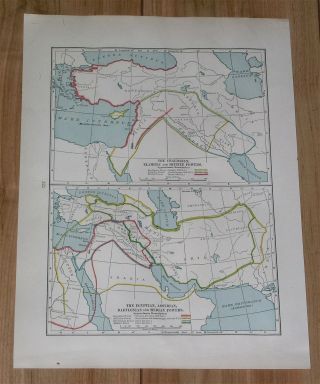 1936 Vintage Map Of Elam Hittite State Persia Iran Babylon Assyria Chaldea Medes