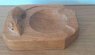 Robert Thompson Mouseman Carved Oak Ashtray Light Oak