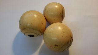 3 X Antique Victorian Bovine Bone Snooker/billiard Ball