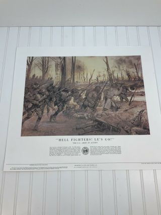 Department Of The Army Poster “hell Fighters Le’s Go ” Vintage