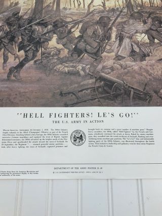 Department of the Army Poster “Hell Fighters Le’s Go ” Vintage 2