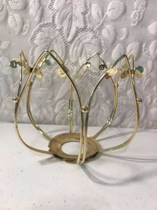 Vintage Mcm Lotus Flower Lamp Replacement Inner Petal Metal Frame Glass Holder