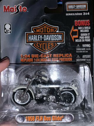 Maisto Harley Davidson 1958 Flh Duo Glide Die - Cast Model 1:24