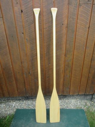 Very Interesting Old Wood Oars 60 " Long Paddles With Great Patina