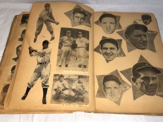 Vintage 1930’s 1940’s Baseball Scrapbook Newspaper Pics Dimaggio Jackie Robinson