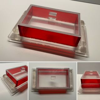 Art Deco 1940s Red & Clear Lucite Box Vintage Jewelry Vanity Trinket Acrylic