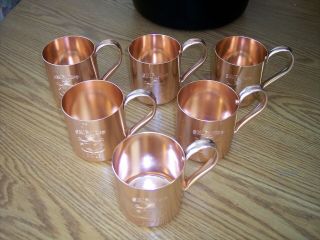 Vintage Smirnoff Moscow Mule Mugs Copper Cocktail Barware 6 Mugs
