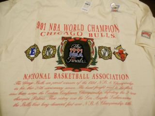 VINTAGE 1991 FINALS NBA WORLD CHAMPIONS CHICAGO BULLS T SHIRT NUTMEG XL 3