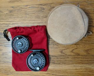 Vintage Lamson Lp1 Fly Reel W/spare Spool,  Pouch,  & Suede.
