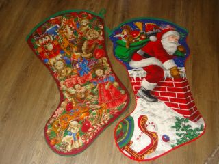 (2) Extra Large Vintage Holiday Christmas Stockings 33 "