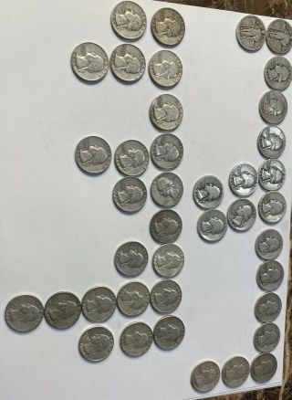 Silver Quarter Roll 1920s - 1960s Quarters Silver Antique Coins Set Of 40