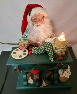 Vintage Animated Lighted Santa Claus Painting Santa 1994 Holiday Creations