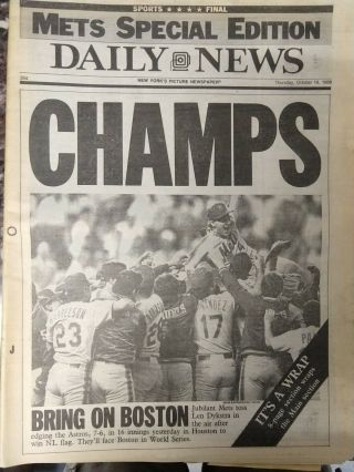 Vintage Ny Daily News Oct 16,  28 & 29 1986 Ny Mets Nl & World Series Champs
