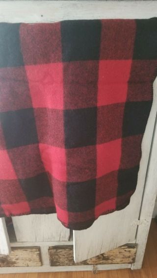 Vtg Marlboro Country Store Mixed Wool 73 " X 54 " Throw Blanket Plaid Red Black