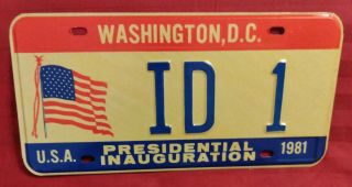 1981 District Of Columbia Id - 1 Idaho Inaugural License Plate