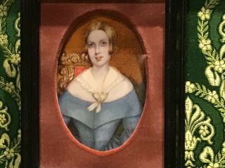 Mid 19th Century Hand Painted Portrait Miniature Of A Lady