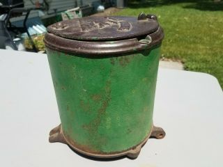 Antique Cast Iron John Deere Corn Seed Planter Box & Lid Cover Farm Equipment