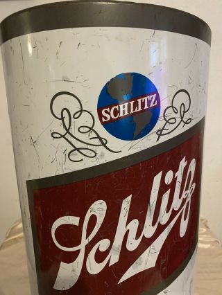Vintage 1966 Schlitz Beer Metal Trash Can 2