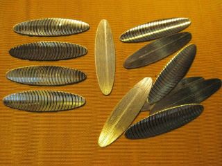 Vtg 1960s Knife Side Ovals D Waves Brass Finding Stamping 2 "